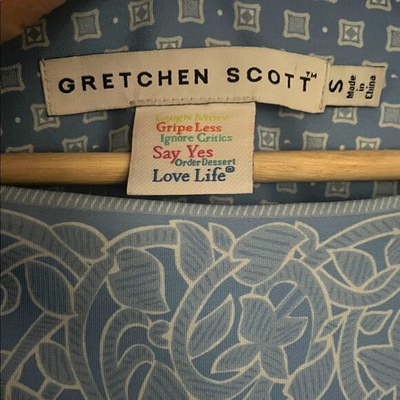 Gretchen Scott Designs Jersey Border Blue Kanga Long Sleeve Dress Sz S - Picture 3 of 6